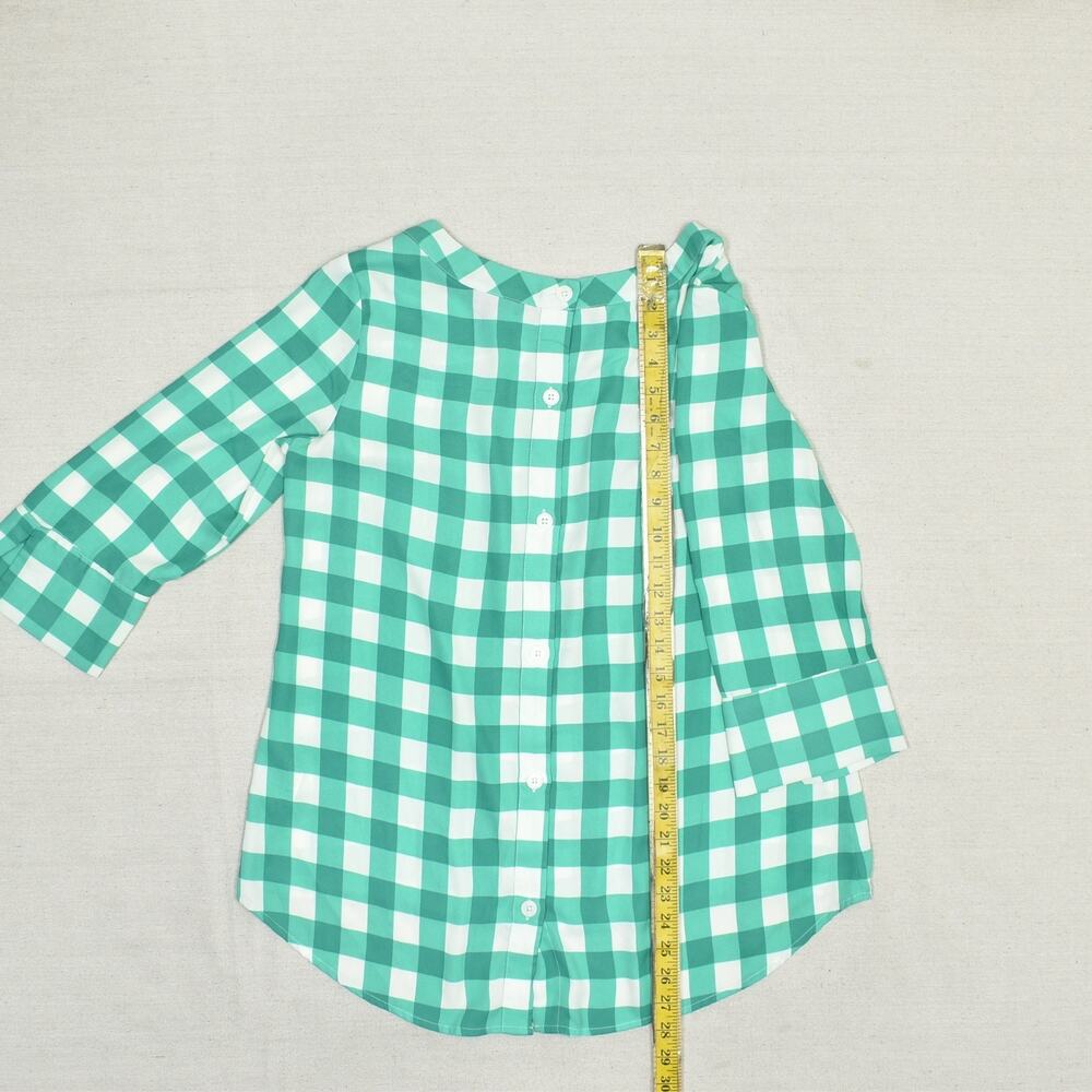 Banana Republic Women Blouse Top Polyester Green Plaid 3/4 Sleeve Crew Size M - Picture 6 of 8